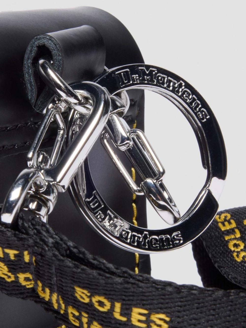 Dr. Martens Black Leather Mini Satchel Keychain with Yellow Stitching - Picture 3 of 11